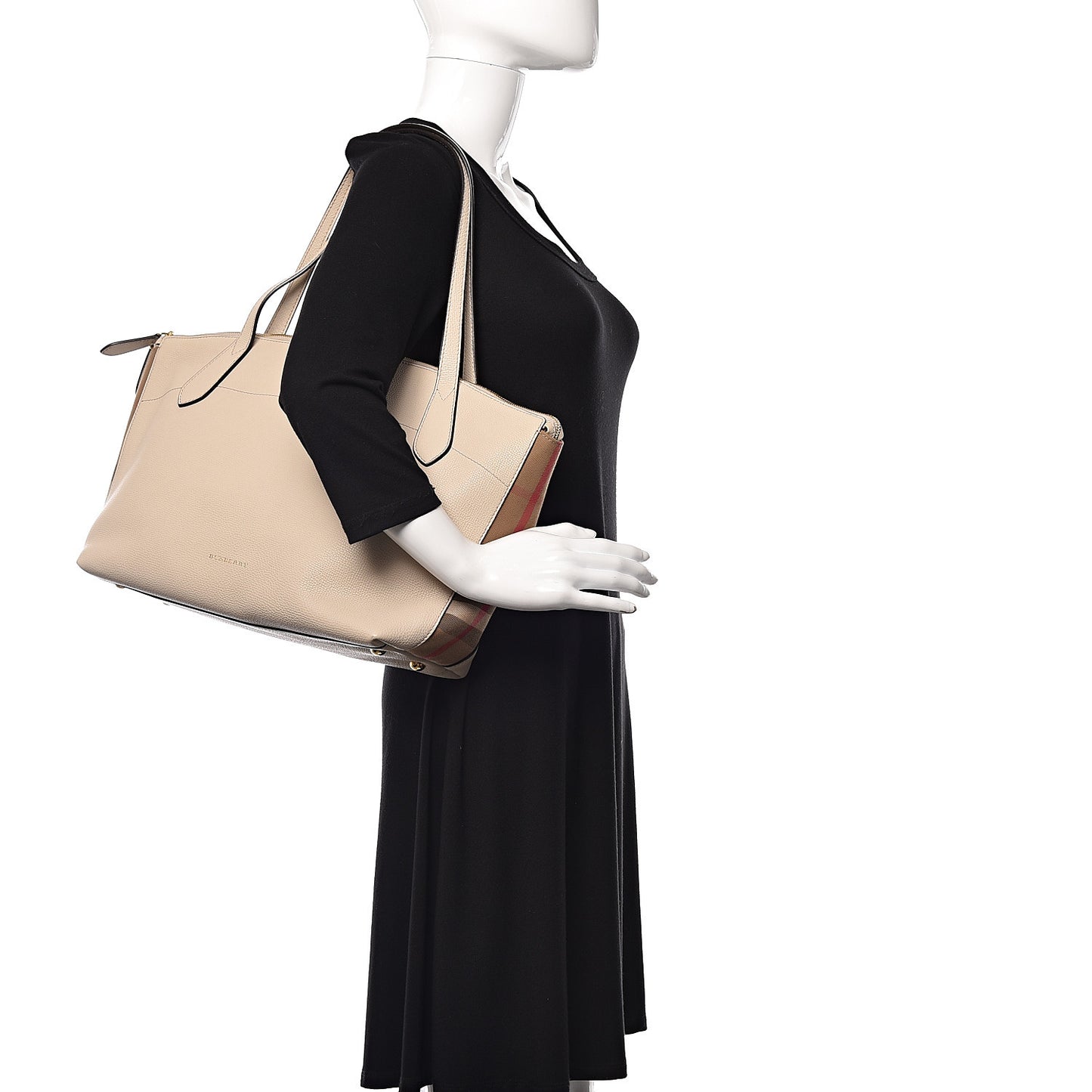 Derby Calfskin House Check Medium Welburn Tote Limestone