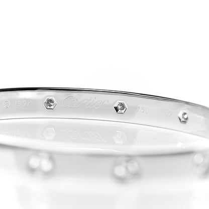 Cartier 18K White Gold 10 Diamond LOVE Bracelet 17 4 of 8