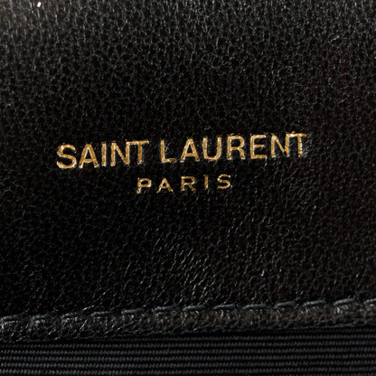 Saint Laurent Lambskin Mixed Matelasse Triquilt Small Monogram Satchel Black 7 of 11