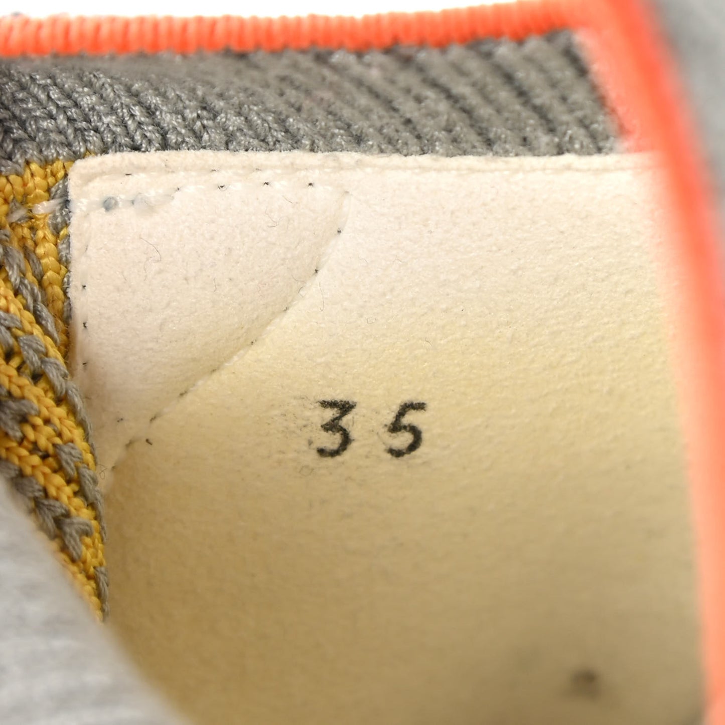 Knit Suede Goatskin Womens Crew Sneakers 35 Multicolor Gris Orange