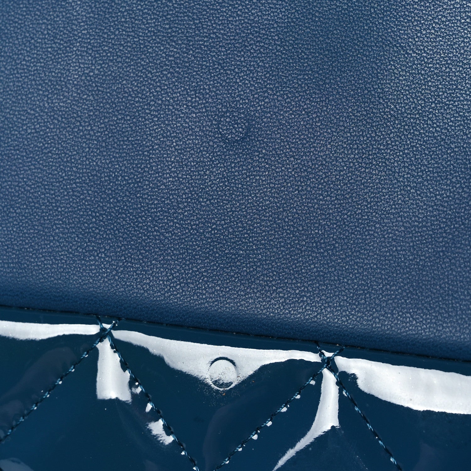 Chanel Calfskin Patent Quilted Medium Cosmetic Case Navy Blue 10 of 13