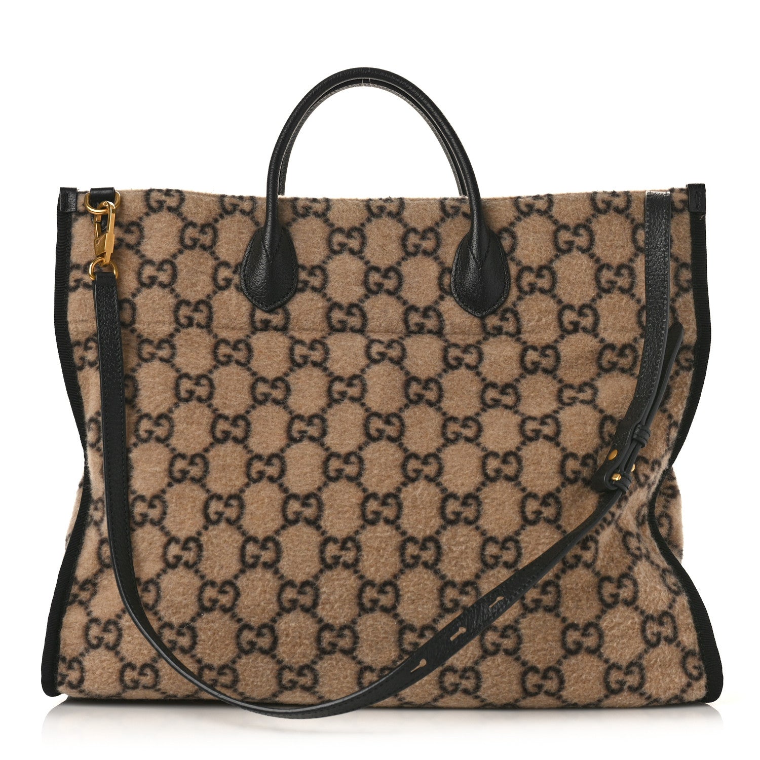 Gucci Covered Wool GG Monogram Large Tote Bag Beige Ebony 1 of 8