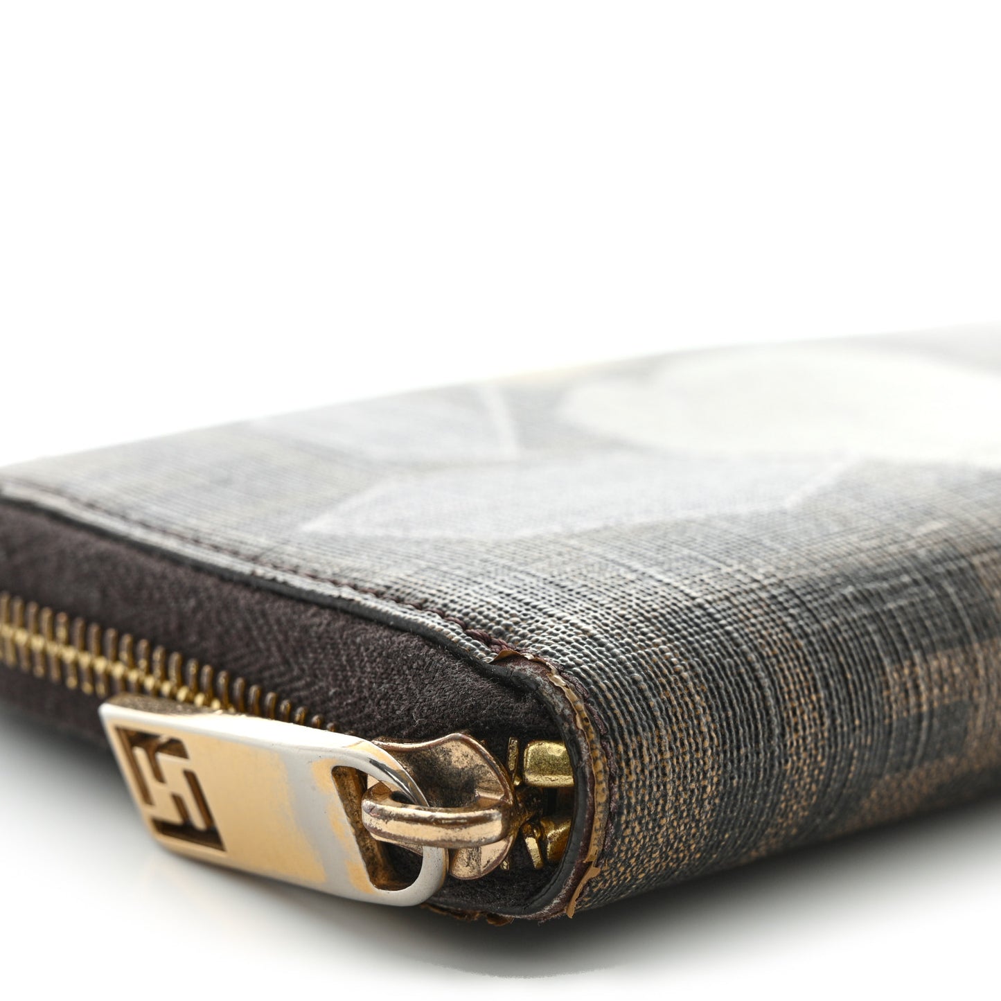 Zucca Spalmati Vitello Elite Rose Ladybug Zip Around Wallet Tobacco Yellow