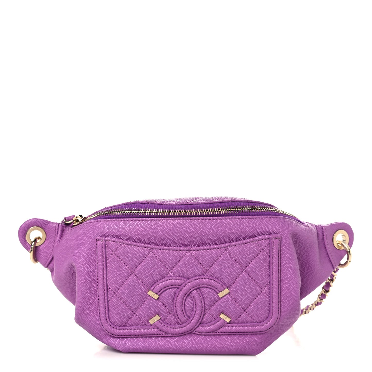 Caviar Quilted Filigree Waist Bag Purple