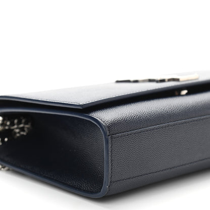 Saint Laurent Grain De Poudre Medium Classic Monogram Kate Satchel Deep Marine 7 of 9