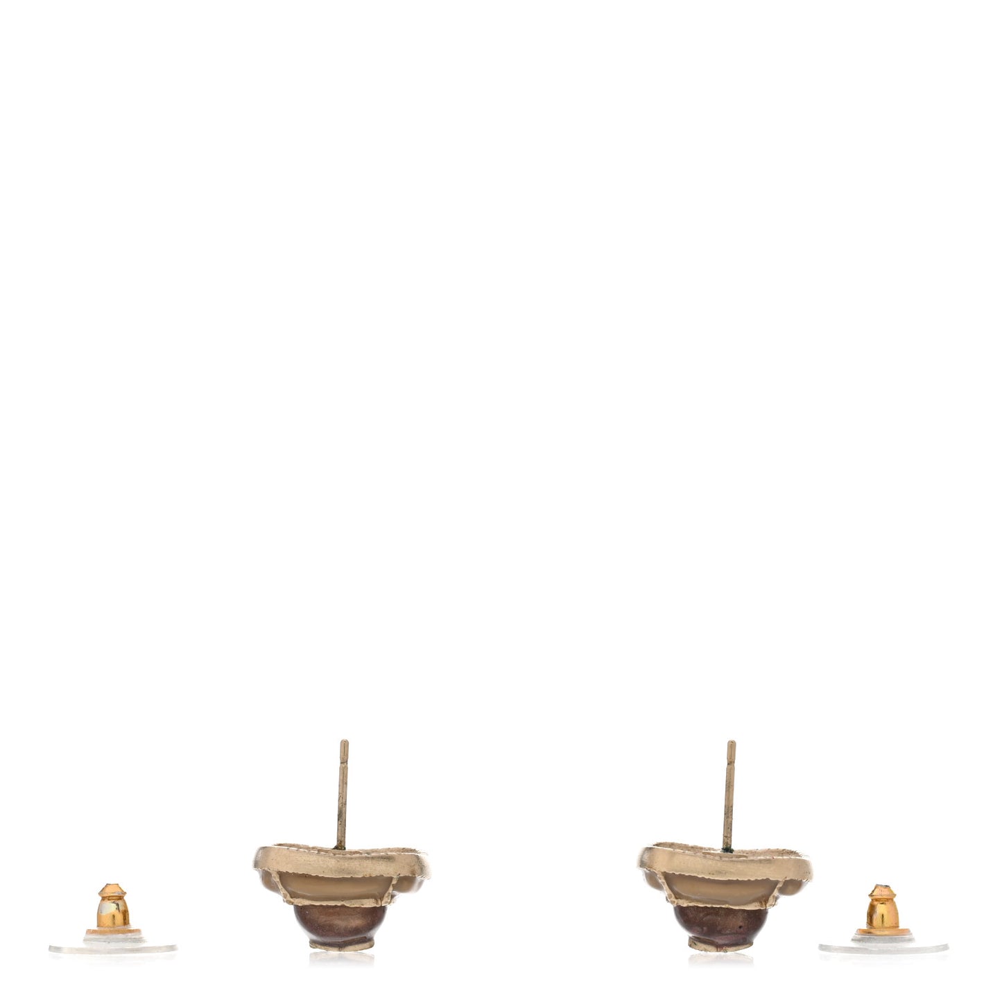 Resin CC Square Earrings Gold Brown
