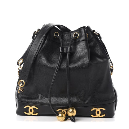 Chanel Caviar CC Drawstring Shoulder Bag Black 1 of 11