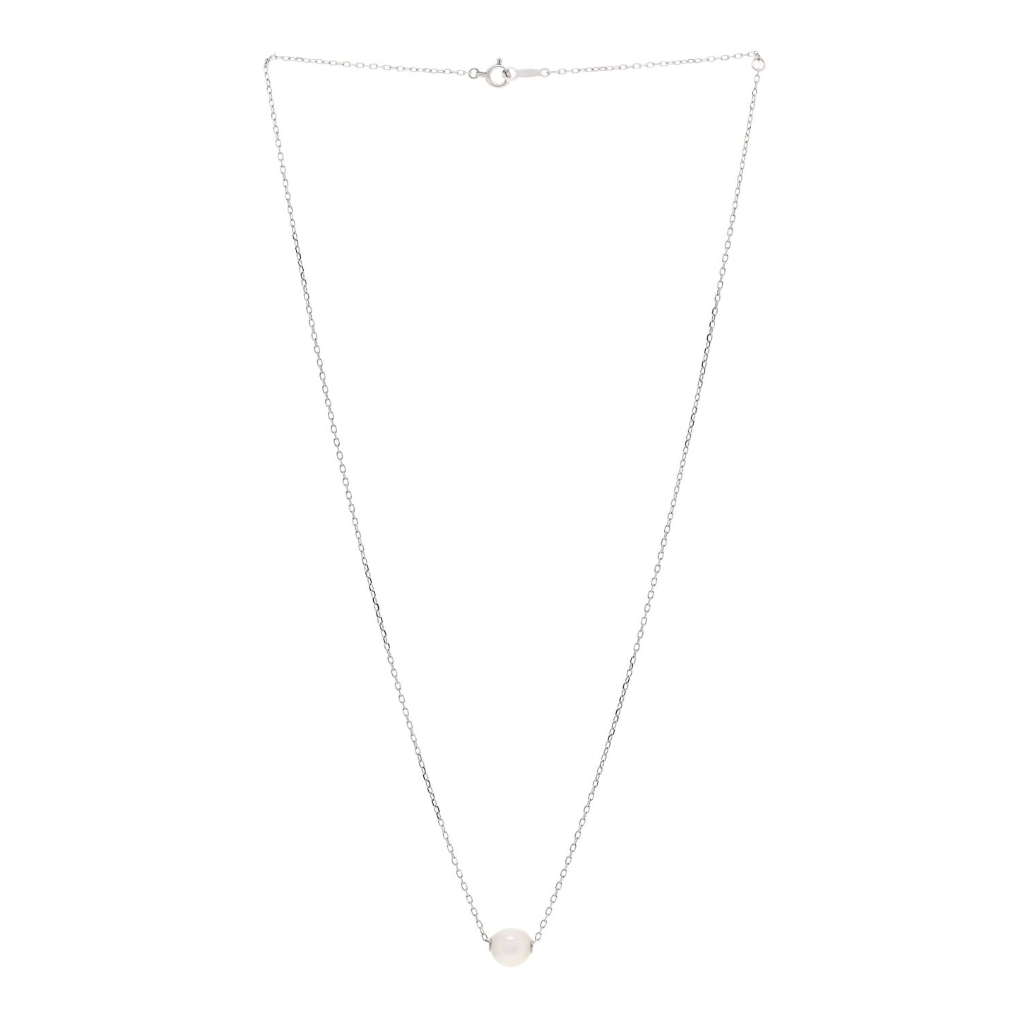 18K White Gold Akoya Cultured Pearl 8-8.5mm Single Pendant Necklace