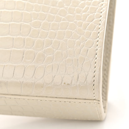 Saint Laurent Calfskin Crocodile Embossed Medium Classic Monogram Kate Tassel Satchel Crema Soft 14 of 15