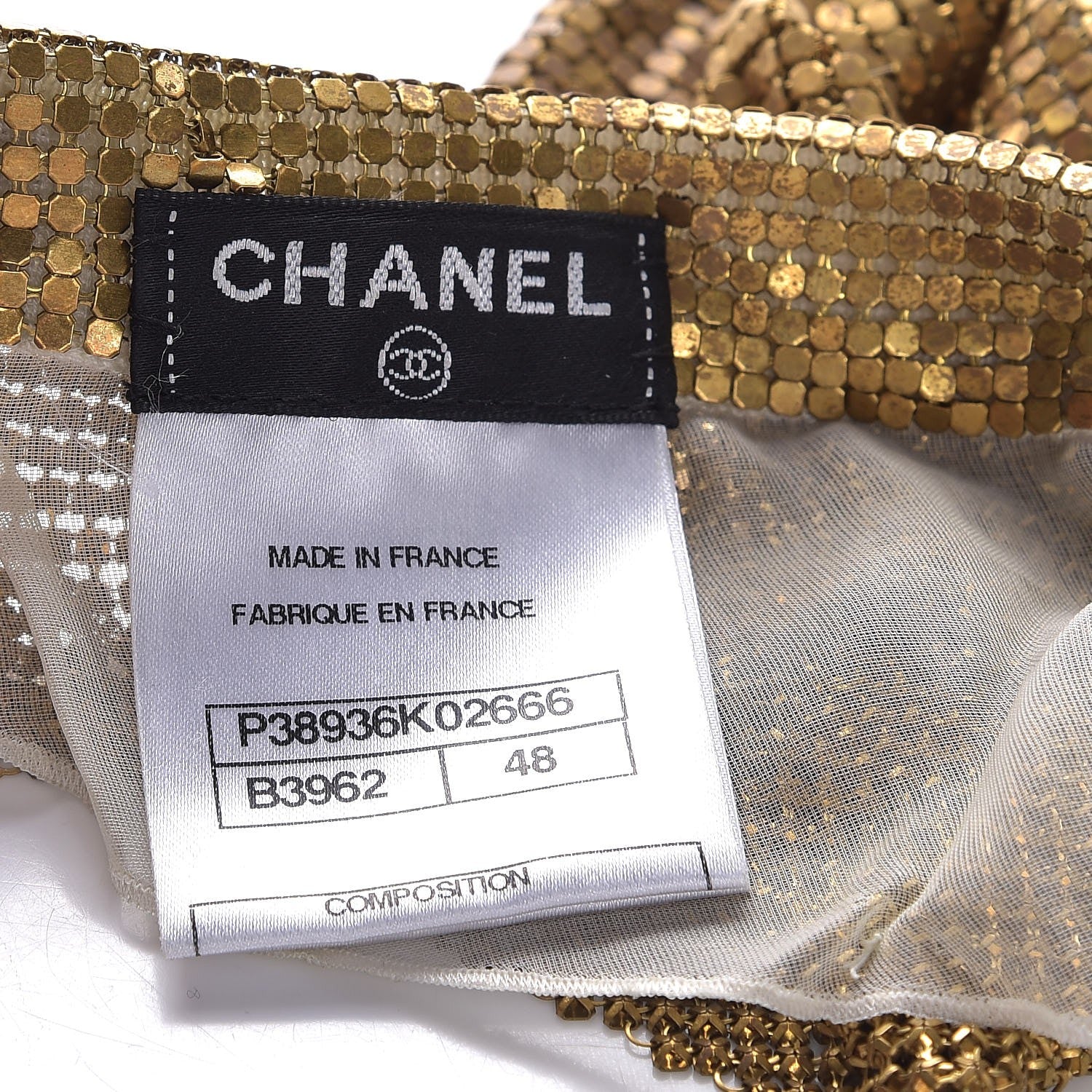 Chanel Metal Mesh Bib Necklace Gold 4 of 4
