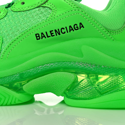 Balenciaga Fabric Mesh Clear Sole Womens Triple S Sneakers 37 Fluo Green 10 of 11
