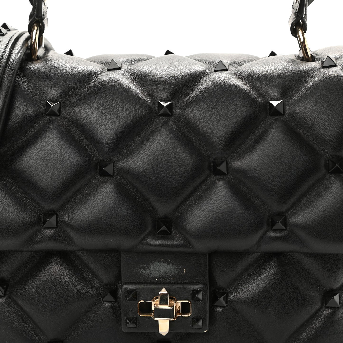 Nappa Monochrome Medium Candystud Top Handle Bag Black