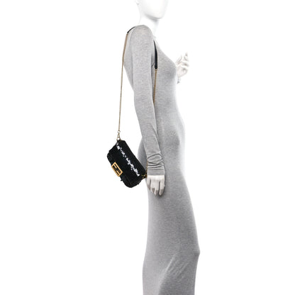 Fendi Sequin Paillettes Vitello Grace Sex and the City Mini Baguette Black 2 of 12