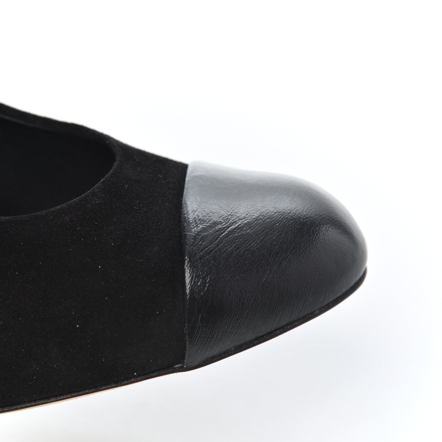 Chanel Suede Cap Toe CC Pumps 38 Black 15 of 18