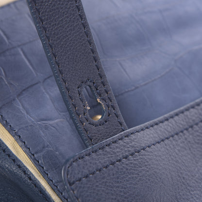 Saint Laurent Calfskin Nubuck Crocodile Embossed Medium Muse Two Blue 10 of 16