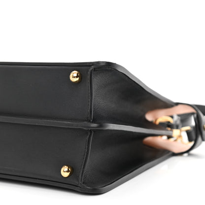 Fendi Vitello Seta Shiny Nappa Medium Peekaboo I SEE U Satchel Black Light Rose 11 of 13