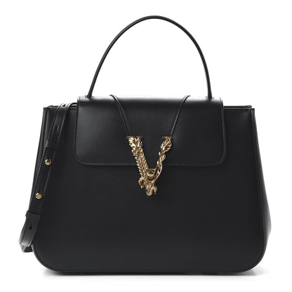 Versace Vitello Barocco Virtus Small Top Handle Shoulder Bag Black 1 of 9