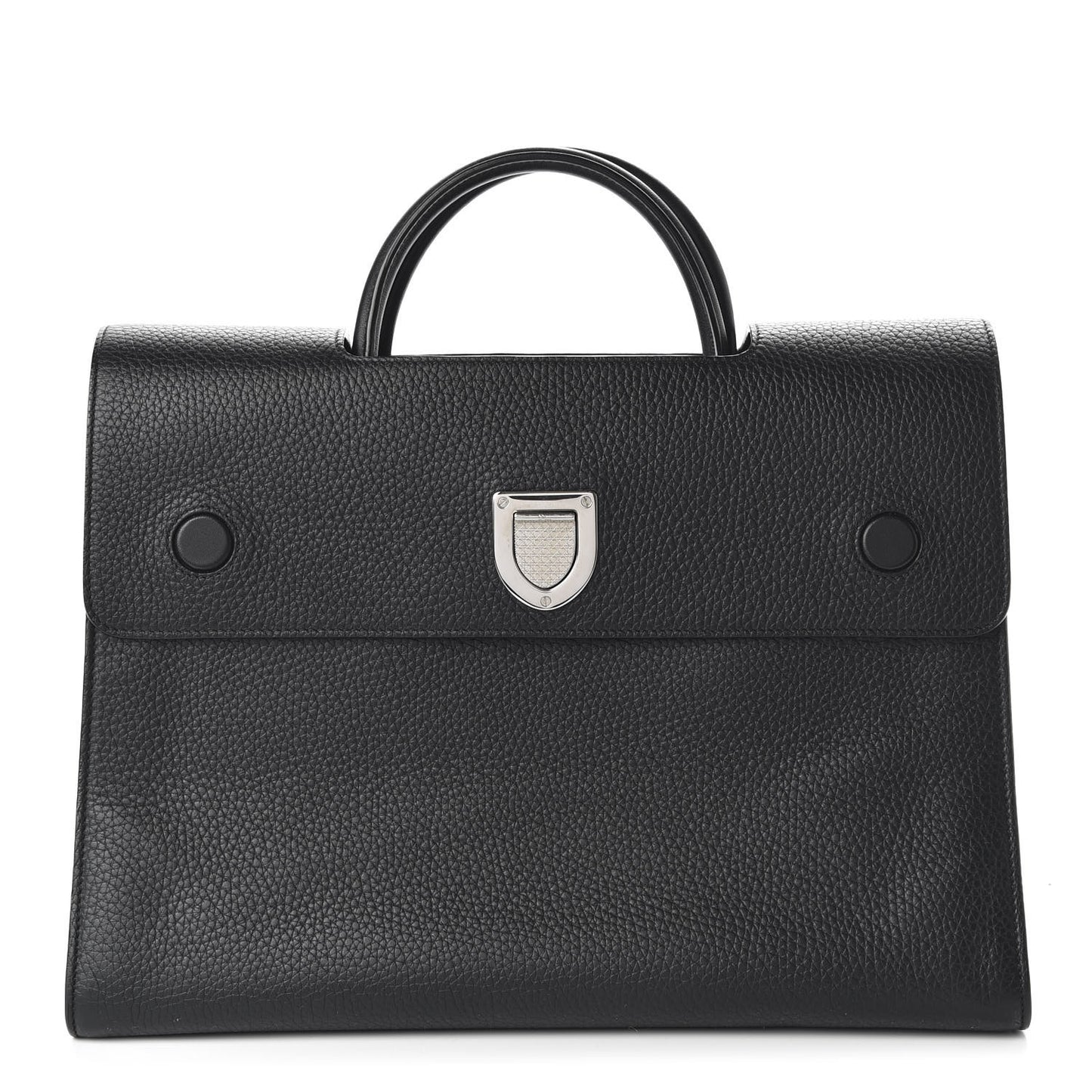 Grained Calfskin Large Diorever Flap Black