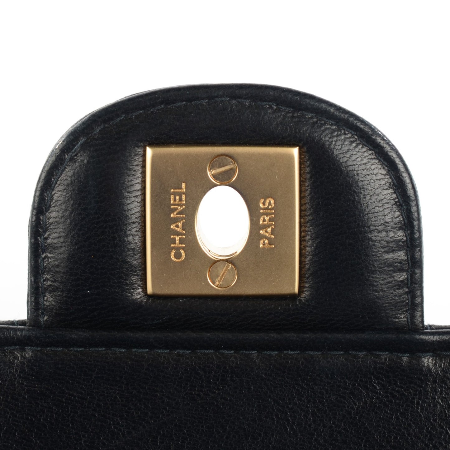 Lambskin Quilted East West Chocolate Bar Flap Black