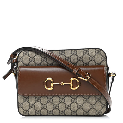 Gucci GG Supreme Monogram Small Horsebit 1955 Shoulder Bag Beige Brown Sugar 1 of 9