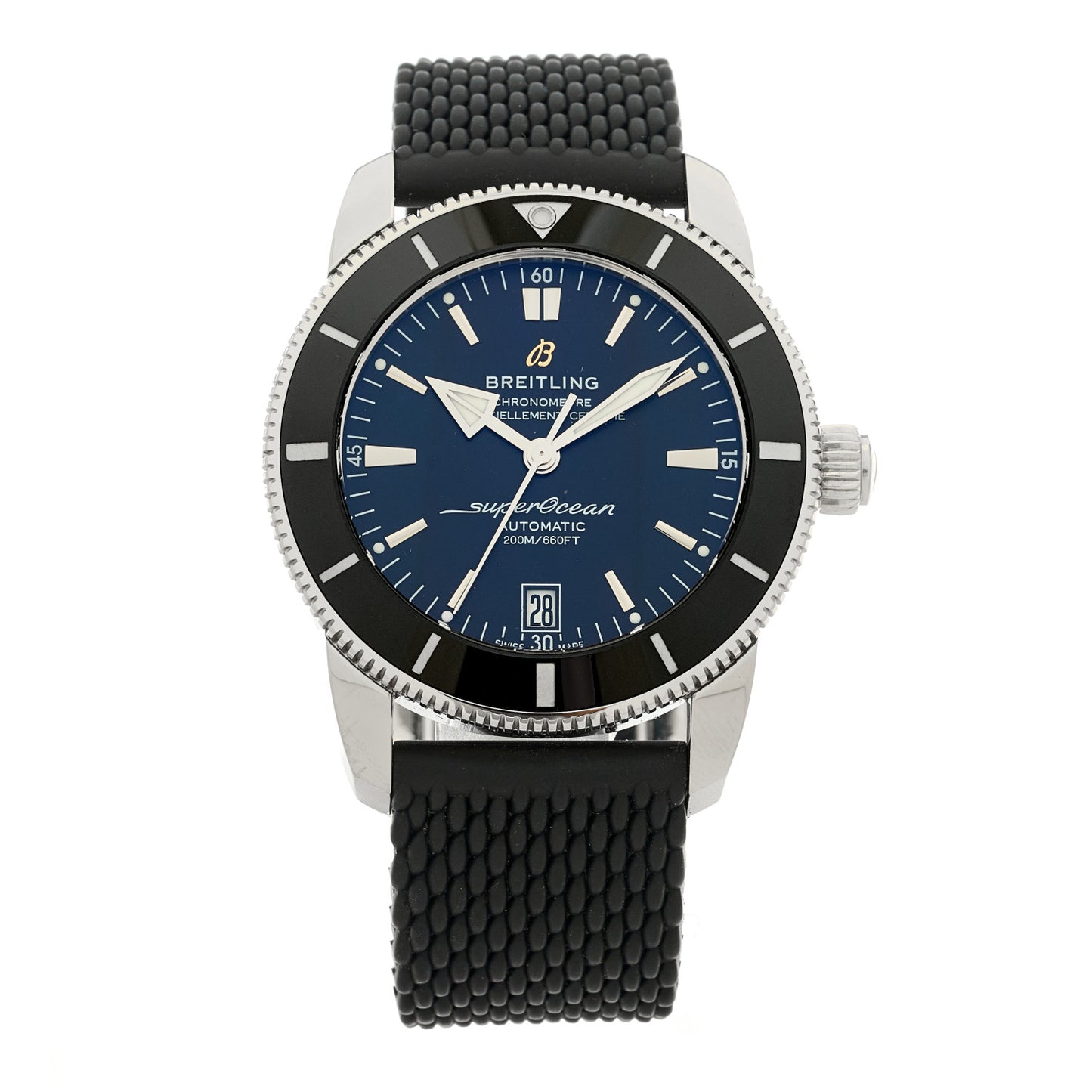 Stainless Steel Rubber 42mm Superocean Heritage II B20 Automatic Watch Blue AB2010121B1S1