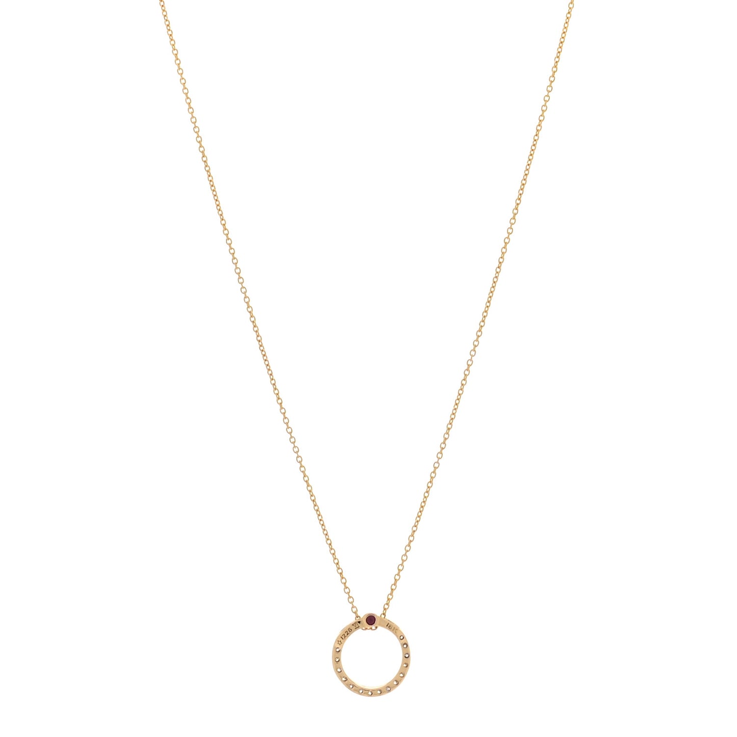 18K Yellow Gold Diamond Tiny Treasures .09ctw Circle Pendant Necklace