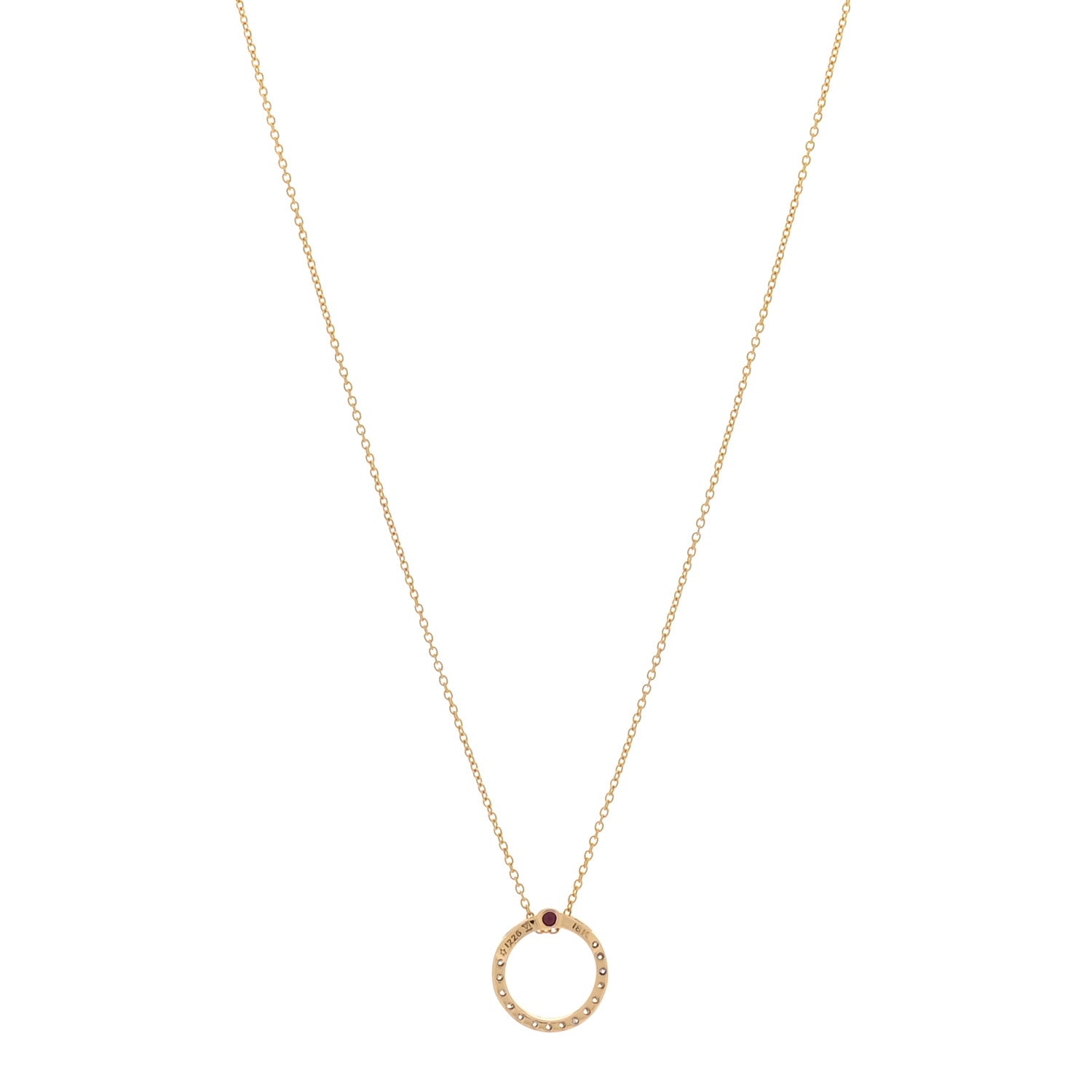 Roberto Coin 18K Yellow Gold Diamond Tiny Treasures .09ctw Circle Pendant Necklace 1 of 6
