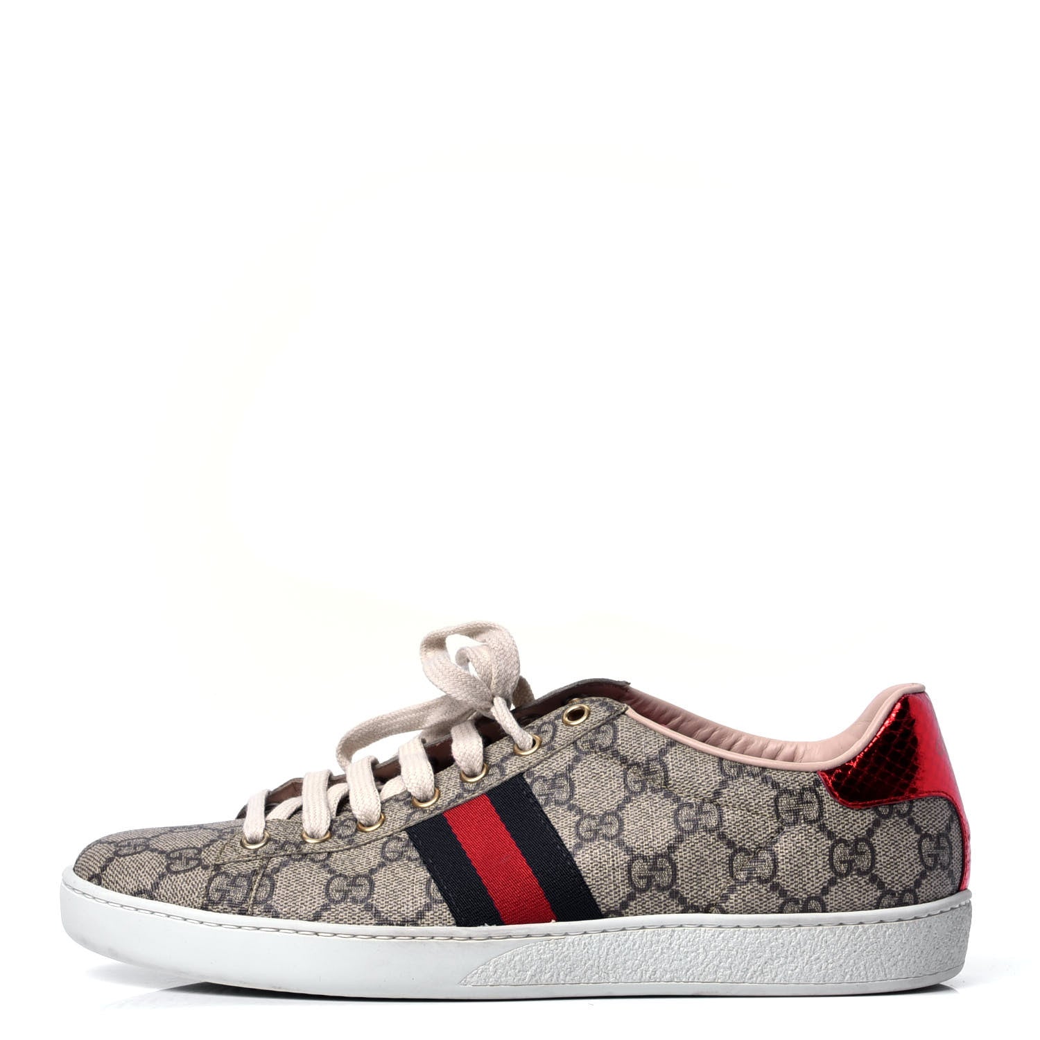Gucci GG Supreme Monogram Ayers Web Womens Ace Sneakers 40 Beige 2 of 6