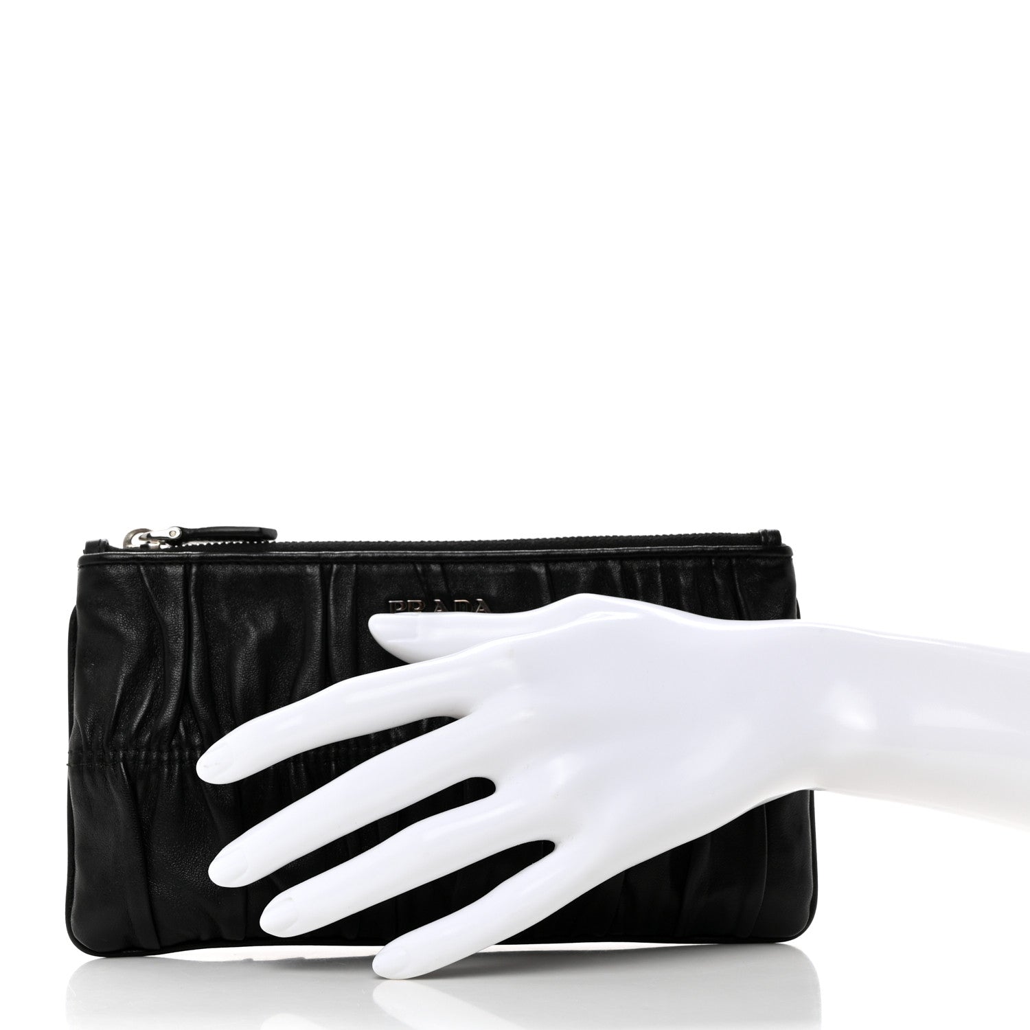 Prada Nappa Gaufre Small Zip Pouch Nero Black 2 of 9