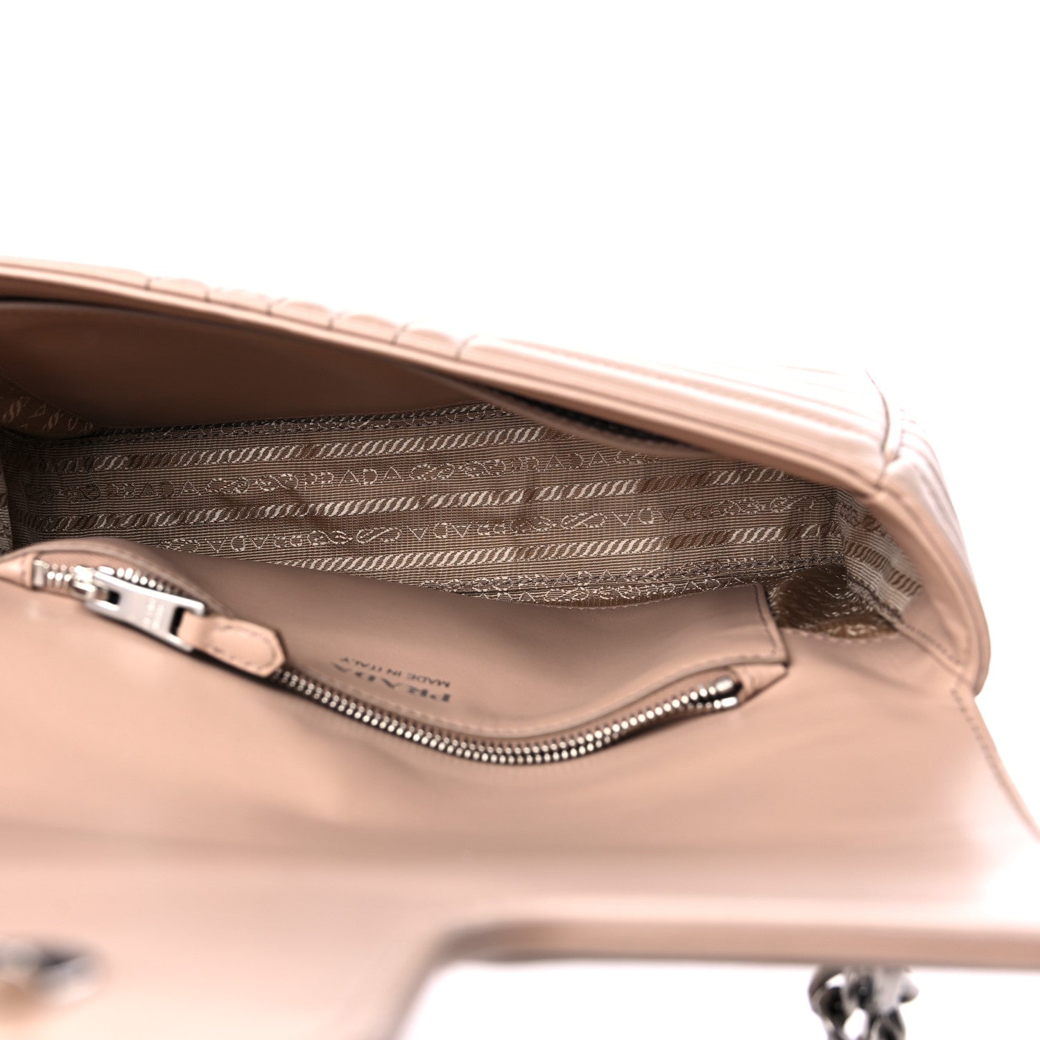 Prada Soft Calfskin Impunture Diagramme Medium Chain Flap Shoulder Bag Cipria 5 of 11