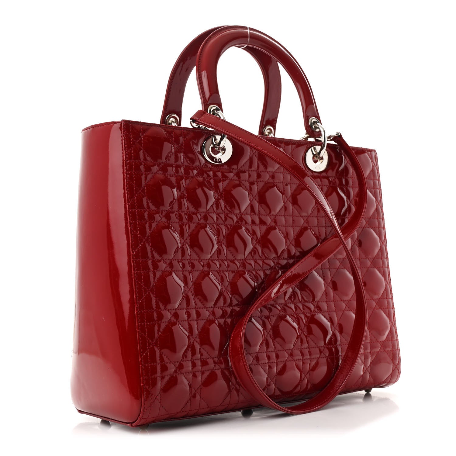 Christian Dior Patent Cannage Large Lady Dior Red 3 of 12