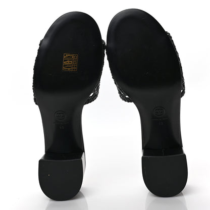 Chanel Shiny Braided Goatskin Mule Sandals 40 Black 6 of 8