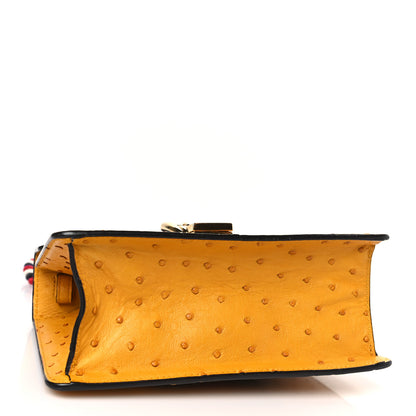 Gucci Ostrich Mini Sylvie Top Handle Bag Yellow 4 of 9