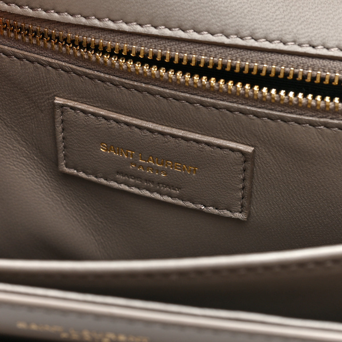 Saint Laurent Smooth Calfskin Le Maillon Satchel Greyish Brown 6 of 9