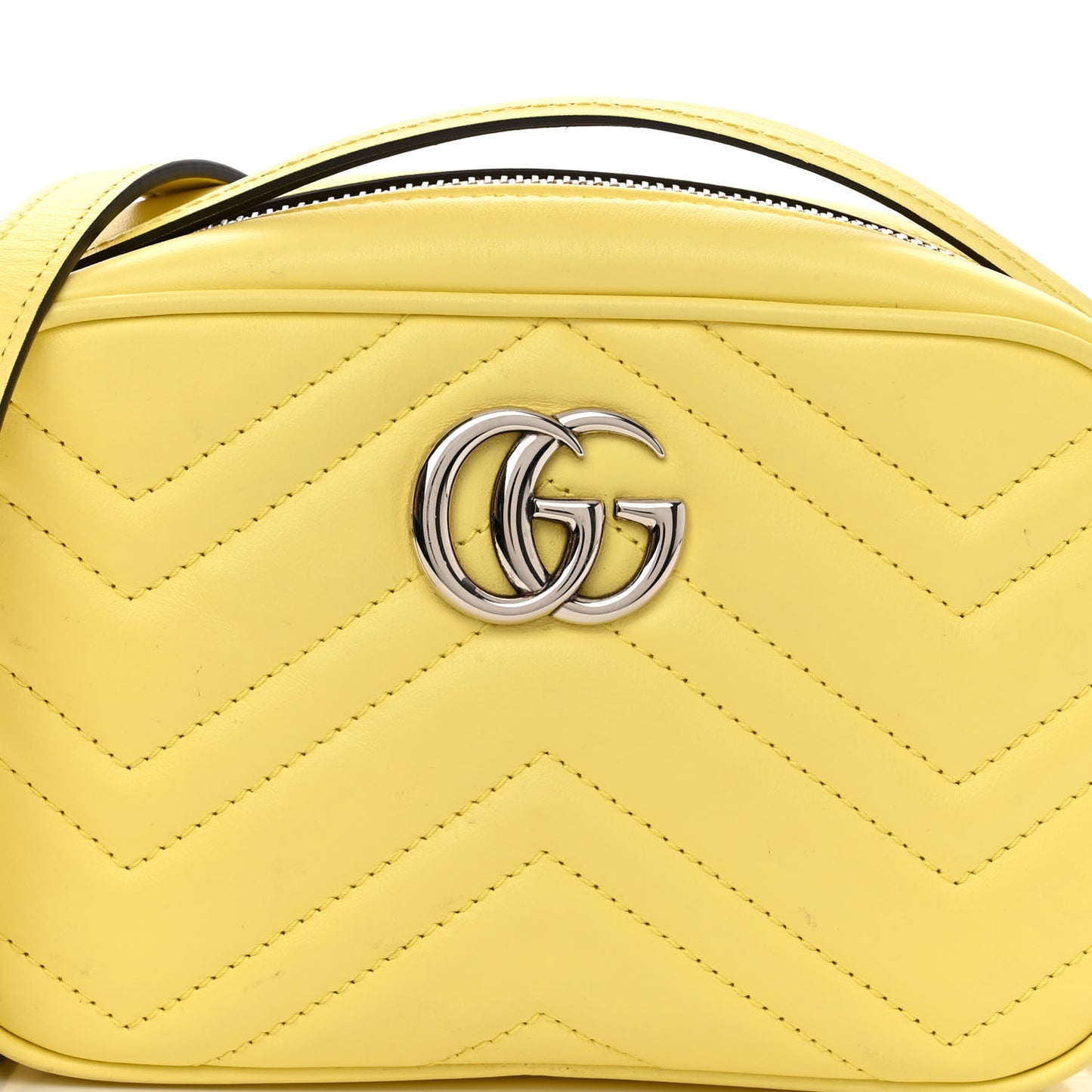 Calfskin Matelasse Mini GG Marmont Chain Shoulder Bag Banana