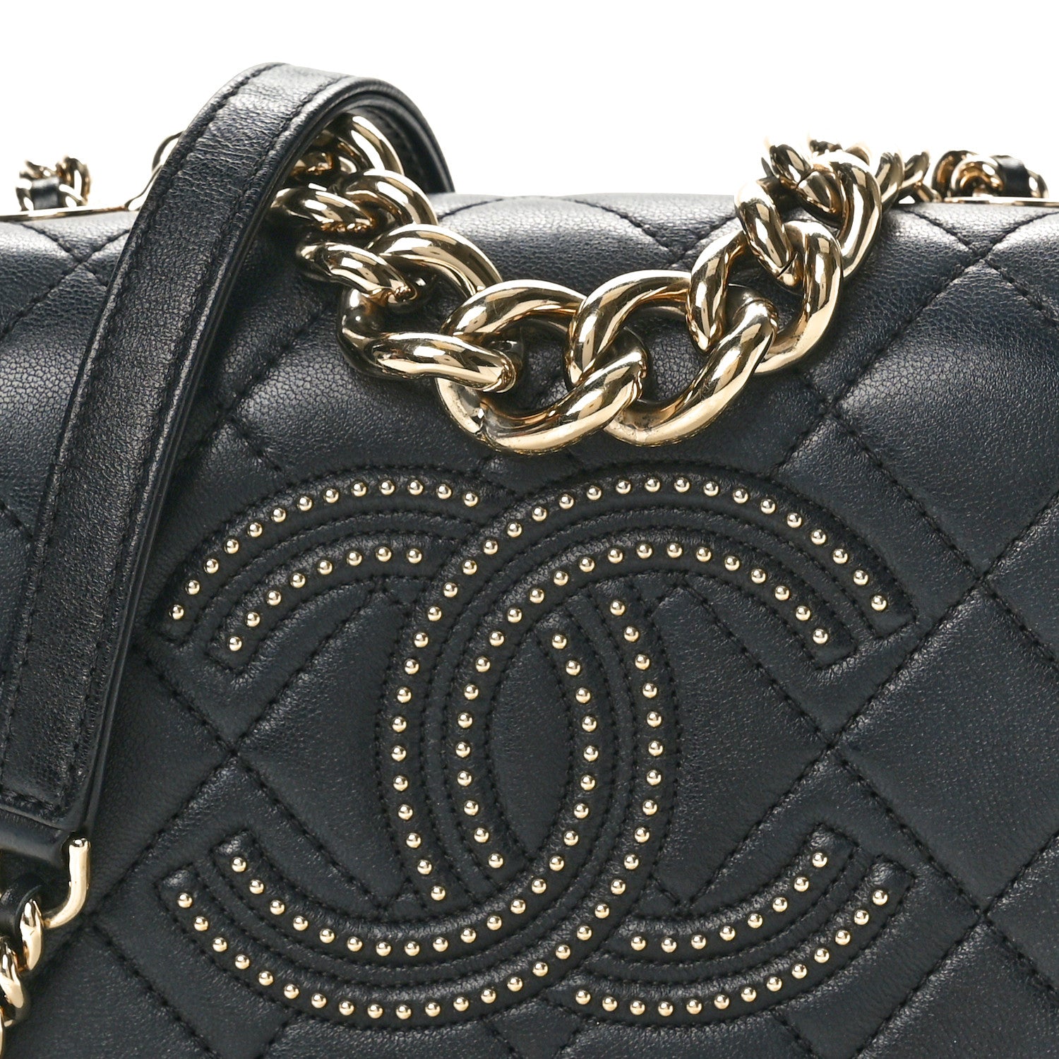 Chanel Lambskin Quilted Studded Beauty Begins Flap Black 8 of 10