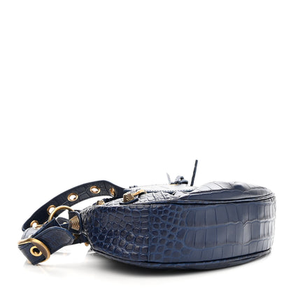 Balenciaga Extra Supple Calfskin Crocodile Embossed Le Cagole Shoulder Bag XS Indigo 4 of 9