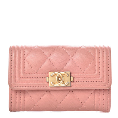 Chanel Caviar Quilted Boy Card Holder Wallet Powder Pink 1 of 10