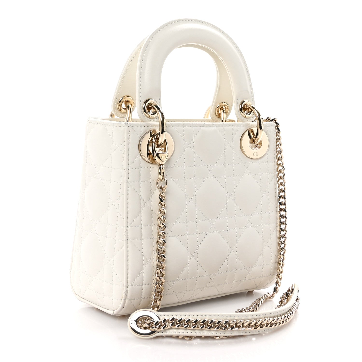 Christian Dior Lambskin Cannage Mini Lady Dior White 3 of 11