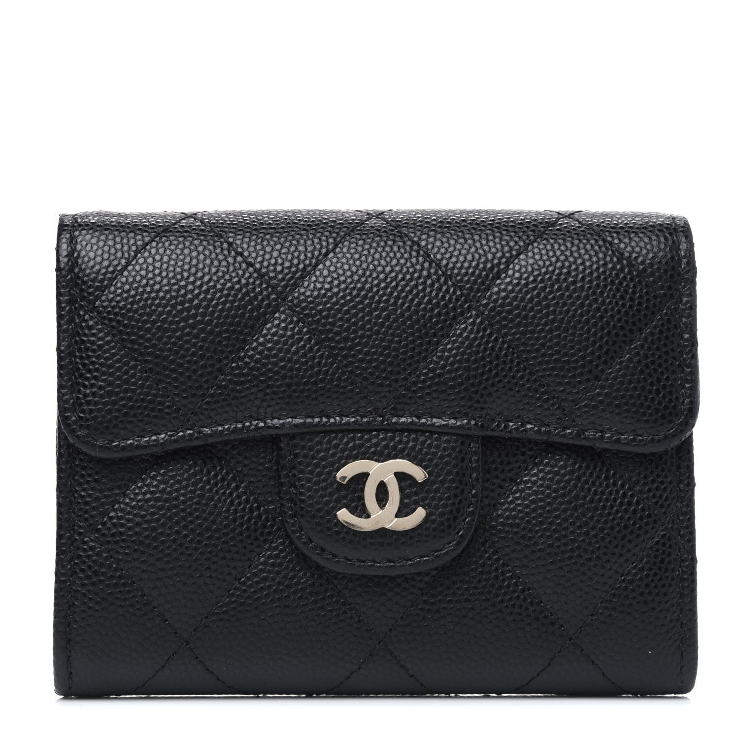 Chanel Caviar Quilted Flap Card Holder Wallet Black 1 of 5