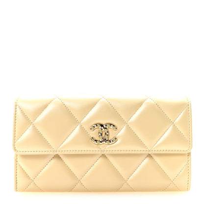 Chanel Iridescent Lambskin Quilted CC Flap Wallet Beige 1 of 9