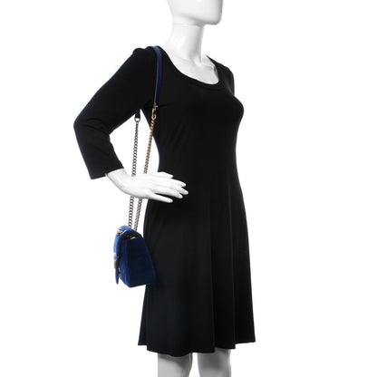 Gucci Velvet Matelasse Small GG Marmont Shoulder Bag Cobalt Blue 2 of 7
