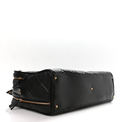 Chanel Shiny Grained Calfskin Quilted Large Travel Bowling Bag Black 3 of 9