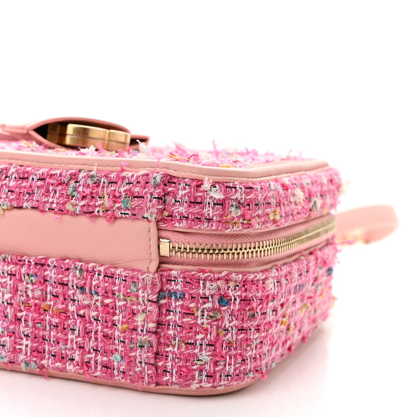 Tweed Quilted Medium CC Filigree Vanity Case Pink