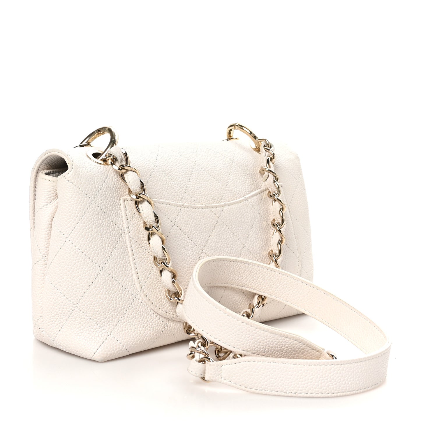 Caviar Quilted Small City Walk Flap White