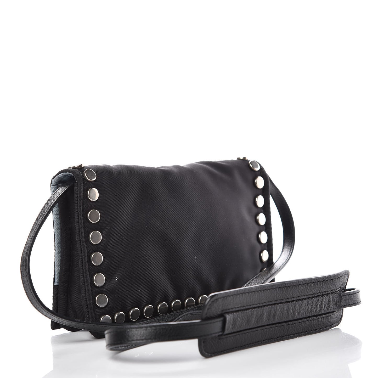Nylon Tessuto Studded Mini Etiquette Bag Black Astrale