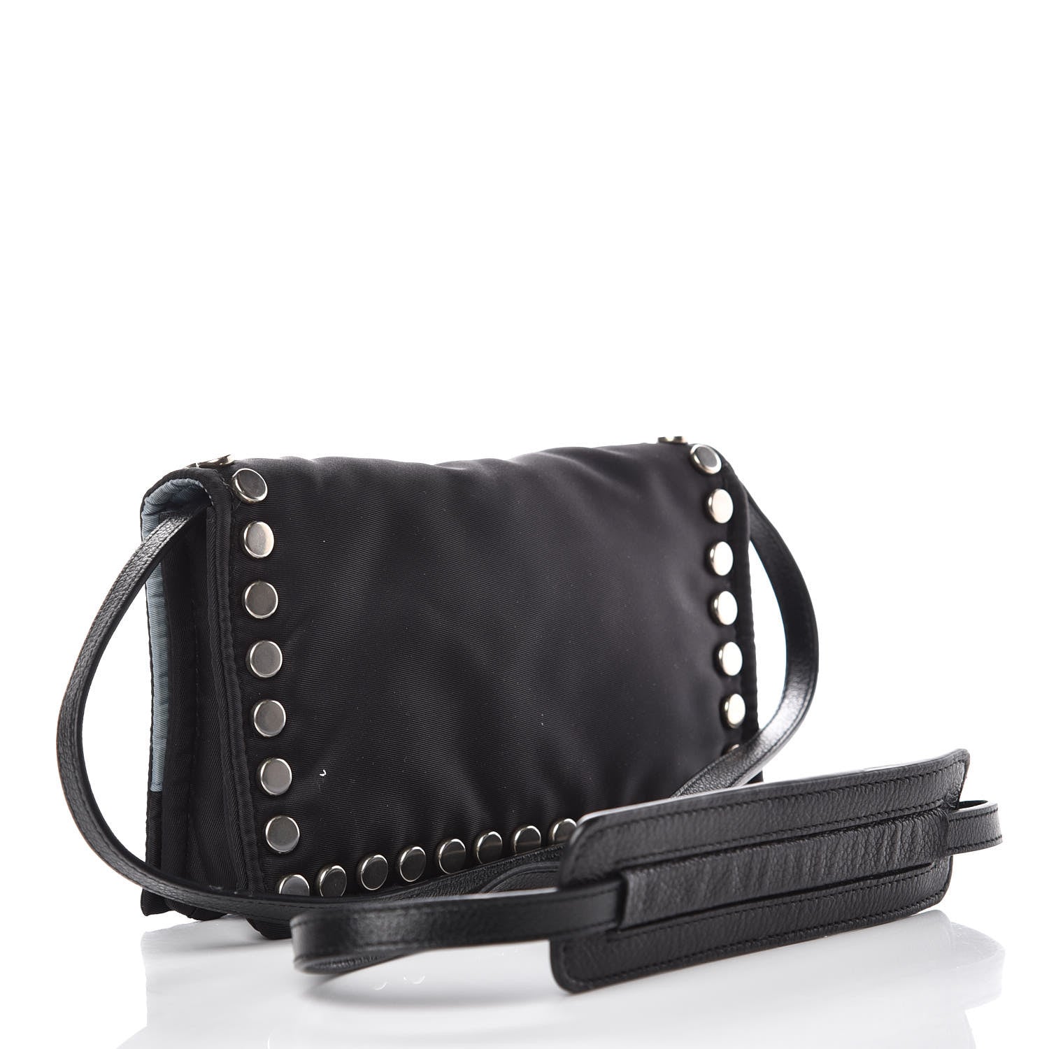 Prada Nylon Tessuto Studded Mini Etiquette Bag Black Astrale 3 of 10