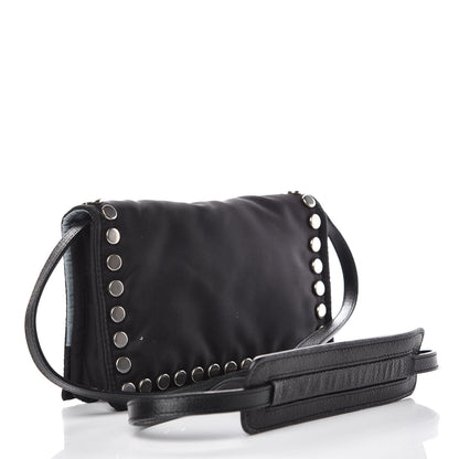 Prada Nylon Tessuto Studded Mini Etiquette Bag Black Astrale 3 of 10