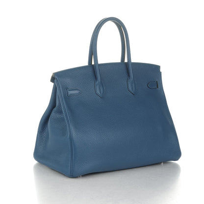 Hermes Taurillon Clemence Birkin 35 Bleu Thalassa 3 of 27
