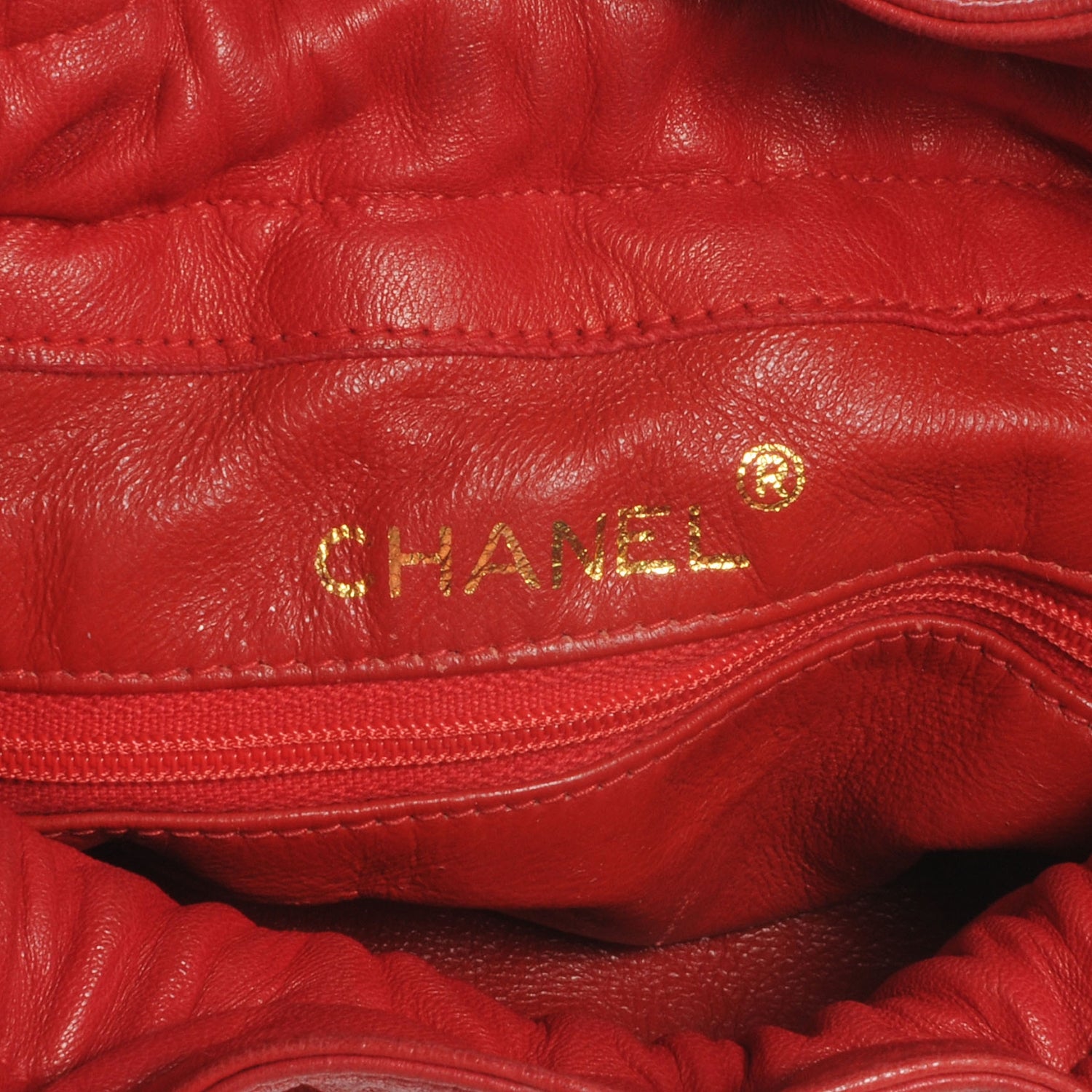 Chanel Lambskin Drawstring Pouch Bag Red 5 of 7